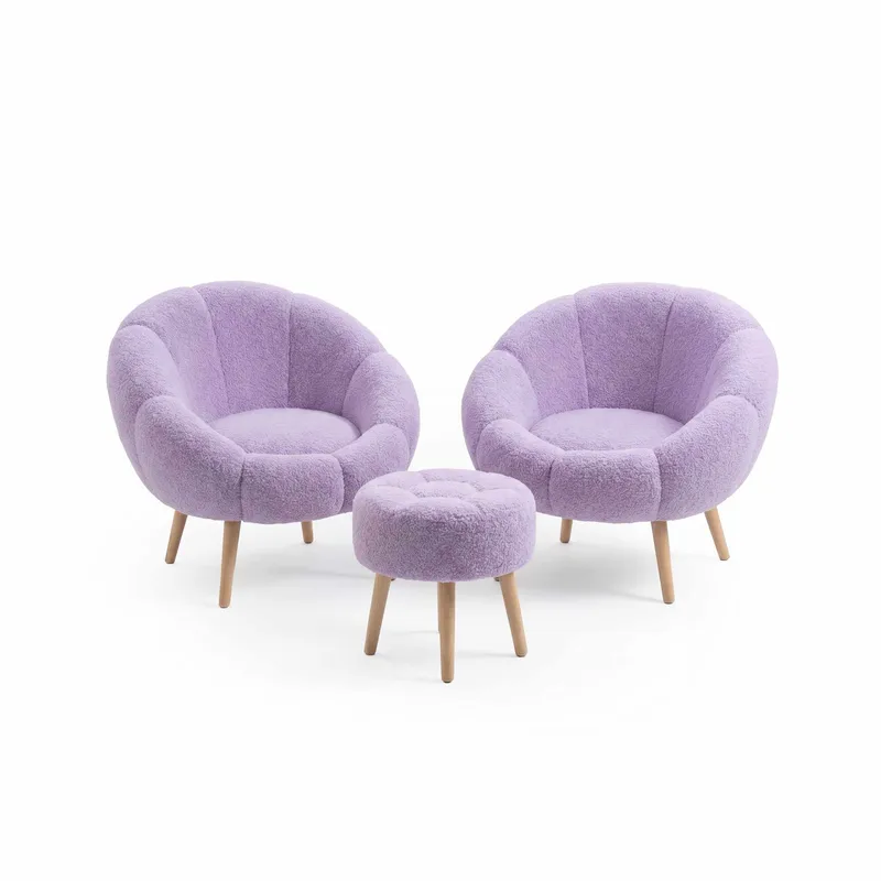 Lepotuoli- ja rahisetti (3 osaa) Atelier Del Sofa Lida Wellsoft (75 x 100 x 42 cm) Syreeni, undefined