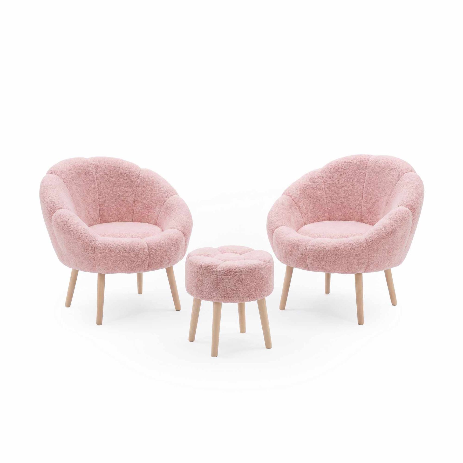 Lepotuoli- ja rahisetti (3 osaa) Atelier Del Sofa Lida Wellsoft (75 x 100 x 42 cm) Vaaleanpunainen -