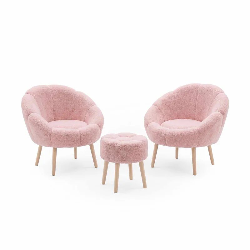 Lepotuoli- ja rahisetti (3 osaa) Atelier Del Sofa Lida Wellsoft (75 x 100 x 42 cm) Vaaleanpunainen, undefined