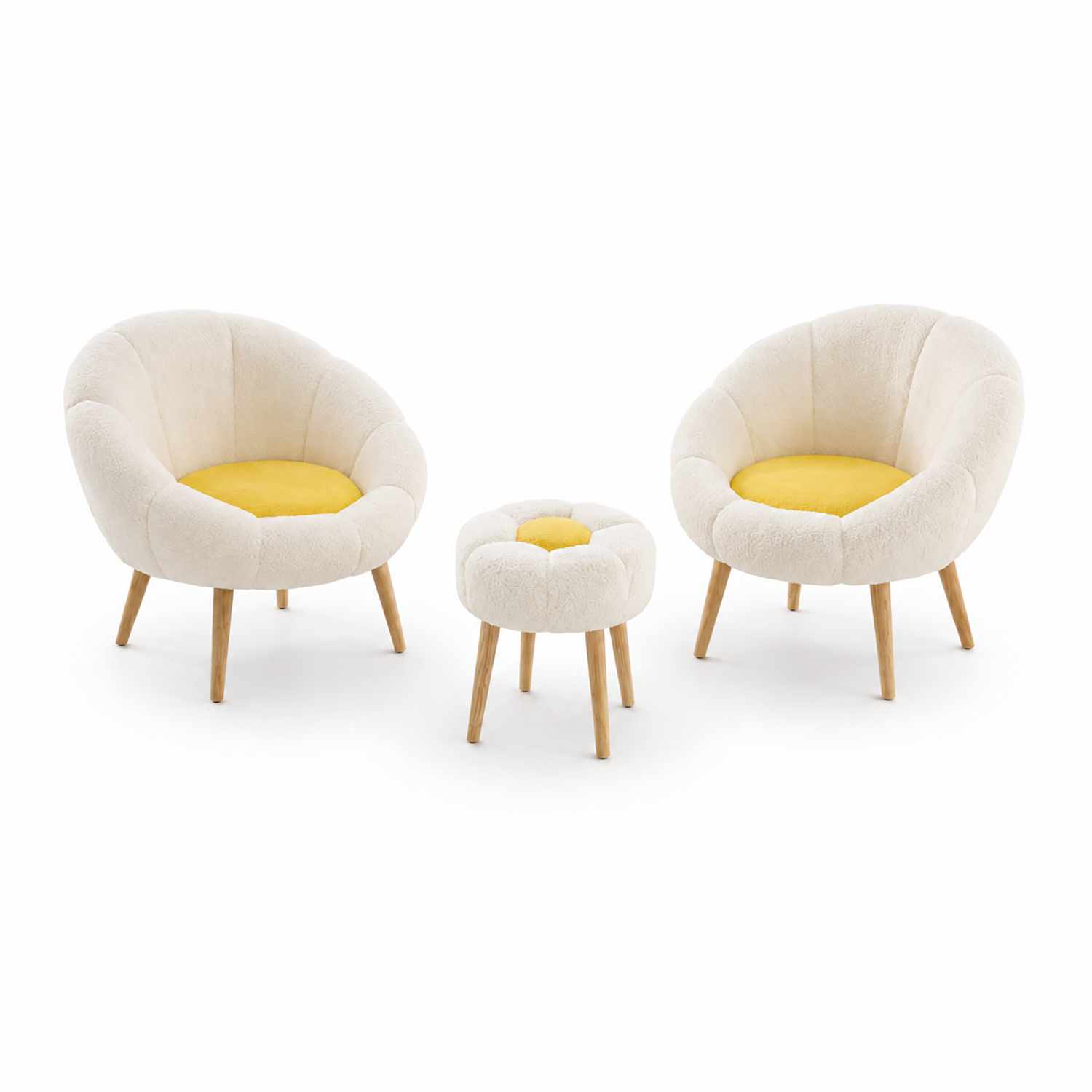 Lepotuoli- ja rahisetti (3 osaa) Atelier Del Sofa Lida Wellsoft (75 x 100 x 42 cm) Valkoinen keltainen -