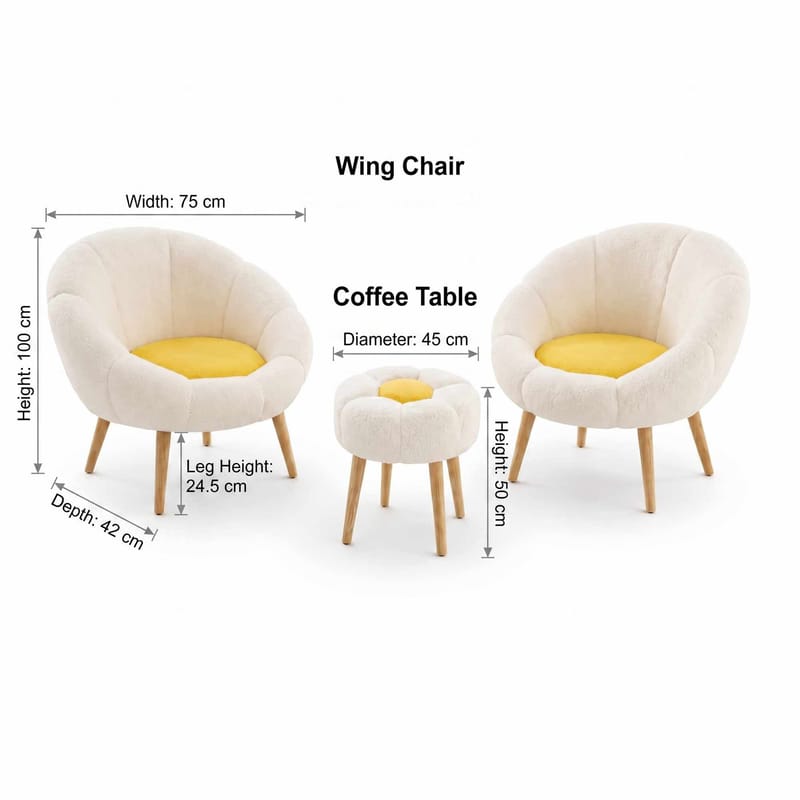 Lepotuoli- ja rahisetti (3 osaa) Atelier Del Sofa Lida Wellsoft (75 x 100 x 42 cm) Valkoinen keltainen - Huonekalut - Tuoli & nojatuoli - Nojatuoli & lepotuoli