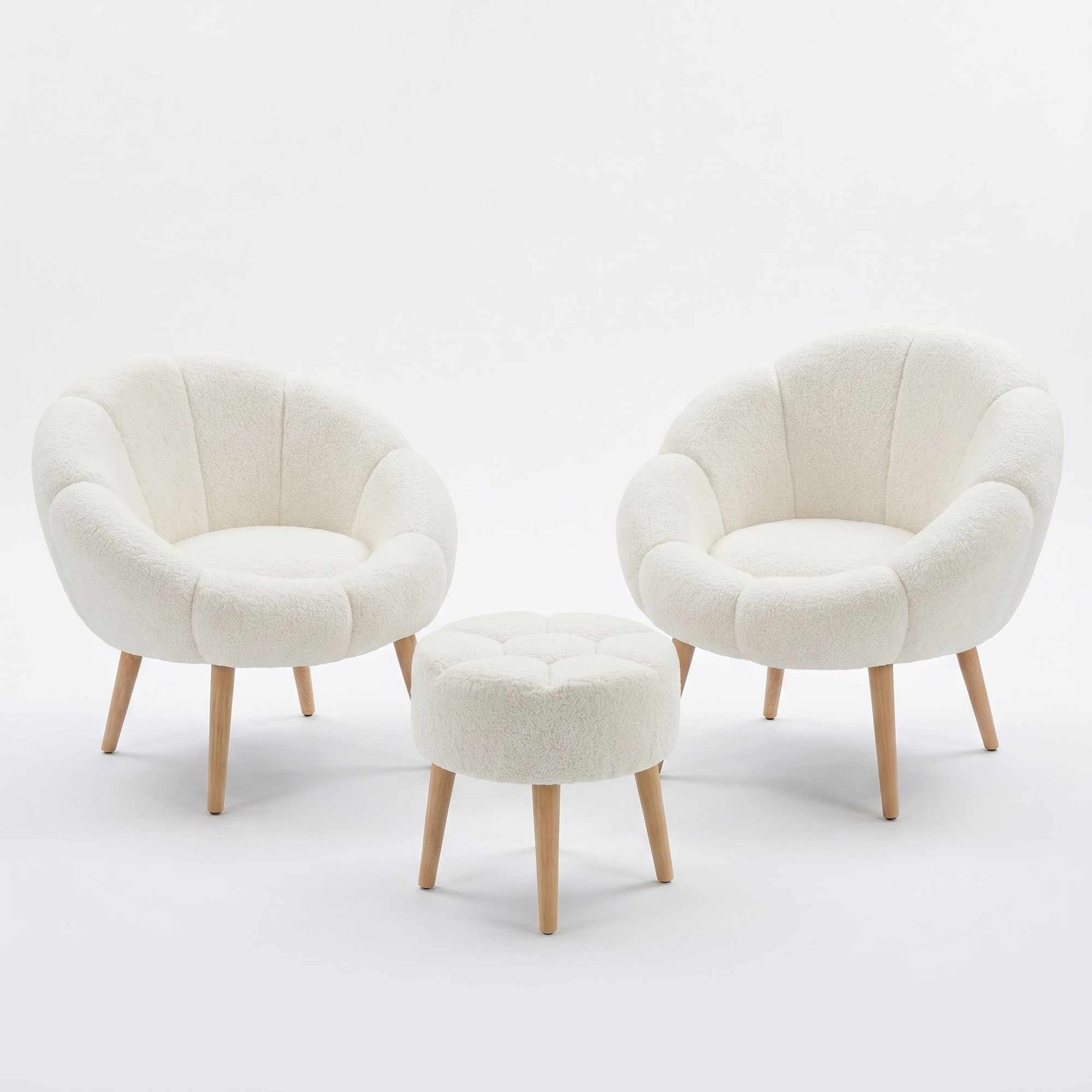 Lepotuoli- ja rahisetti (3 osaa) Atelier Del Sofa Lida Wellsoft (75 x 100 x 42 cm) Valkoinen -