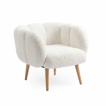 Lepotuoli- ja sivupöytäsarja (2 osaa) Atelier Del Sofa Lotus (70 x 94 x 42 cm) valkoinen - Huonekalut - Tuoli & nojatuoli - Nojatuoli & lepotuoli
