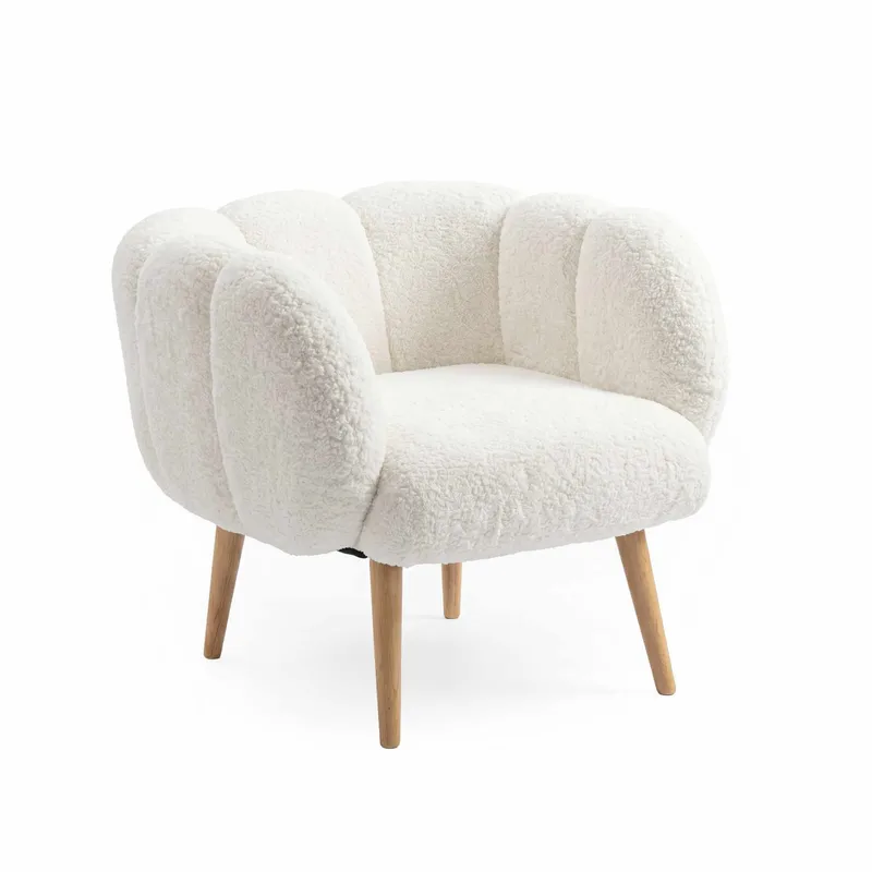 Lepotuoli- ja sivupöytäsarja (2 osaa) Atelier Del Sofa Lotus (70 x 94 x 42 cm) valkoinen, undefined