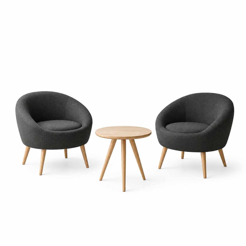 Lepotuoli- ja sivupöytäsarja (3 osaa) Atelier Del Sofa Tea set (70 x 94 x 42 cm) Antrasiitti - Antrasiitti - Huonekalut - Tuoli & nojatuoli - Nojatuoli & lepotuoli
