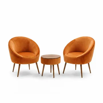 Lepotuoli- ja sohvapöytäsarja (3 osaa) Atelier Del Sofa Lida Babyface (75 x 100 x 42 cm) oranssi - Huonekalut - Tuoli & nojatuoli - Nojatuoli & lepotuoli