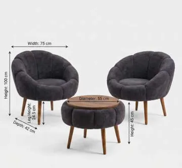 Lepotuoli- ja sohvapöytäsarja (3 osaa) Atelier Del Sofa Lida Wellsoft (75 x 100 x 42 cm) Antrasiitti - Antrasiitti - Huonekalut - Tuoli & nojatuoli - Nojatuoli & lepotuoli