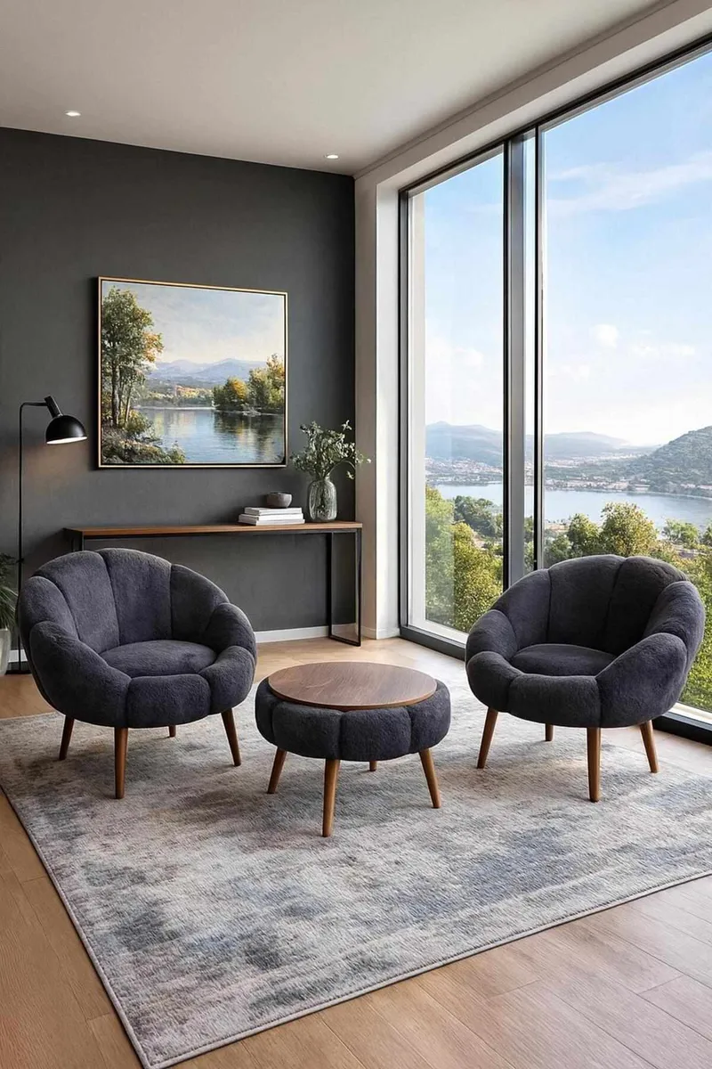 Lepotuoli- ja sohvapöytäsarja (3 osaa) Atelier Del Sofa Lida Wellsoft (75 x 100 x 42 cm) Antrasiitti - Huonekalut - Tuoli & nojatuoli - Nojatuoli & lepotuoli