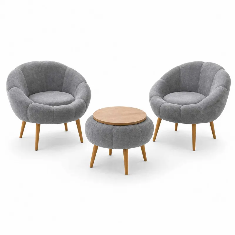 Lepotuoli- ja sohvapöytäsarja (3 osaa) Atelier Del Sofa Lida Wellsoft (75 x 100 x 42 cm) Harmaa, undefined