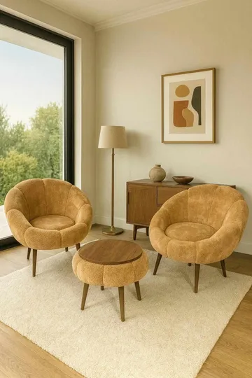 Lepotuoli- ja sohvapöytäsarja (3 osaa) Atelier Del Sofa Lida Wellsoft (75 x 100 x 42 cm) Ruskea - Huonekalut - Tuoli & nojatuoli - Nojatuoli & lepotuoli