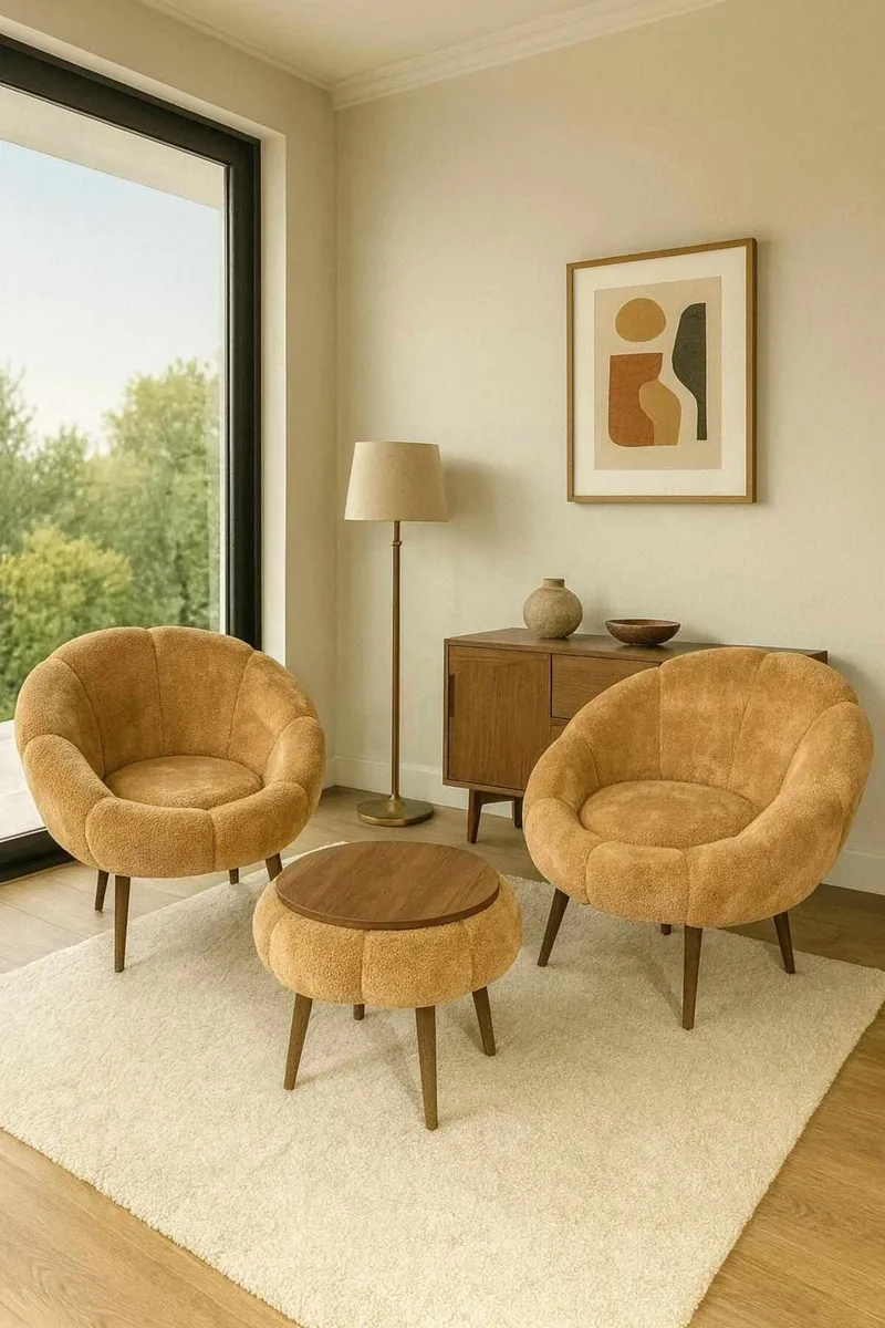 Lepotuoli- ja sohvapöytäsarja (3 osaa) Atelier Del Sofa Lida Wellsoft (75 x 100 x 42 cm) Ruskea - Huonekalut - Tuoli & nojatuoli - Nojatuoli & lepotuoli