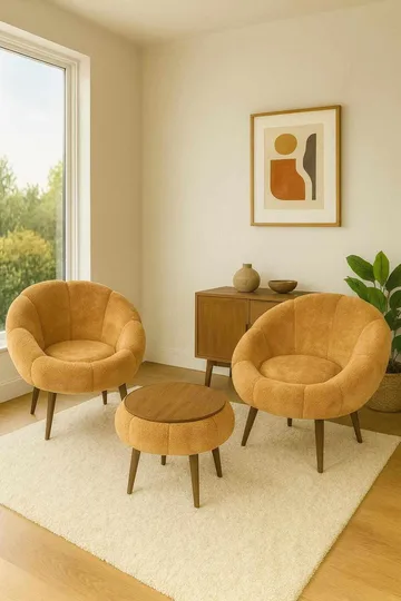 Lepotuoli- ja sohvapöytäsarja (3 osaa) Atelier Del Sofa Lida Wellsoft (75 x 100 x 42 cm) Ruskea - Huonekalut - Tuoli & nojatuoli - Nojatuoli & lepotuoli