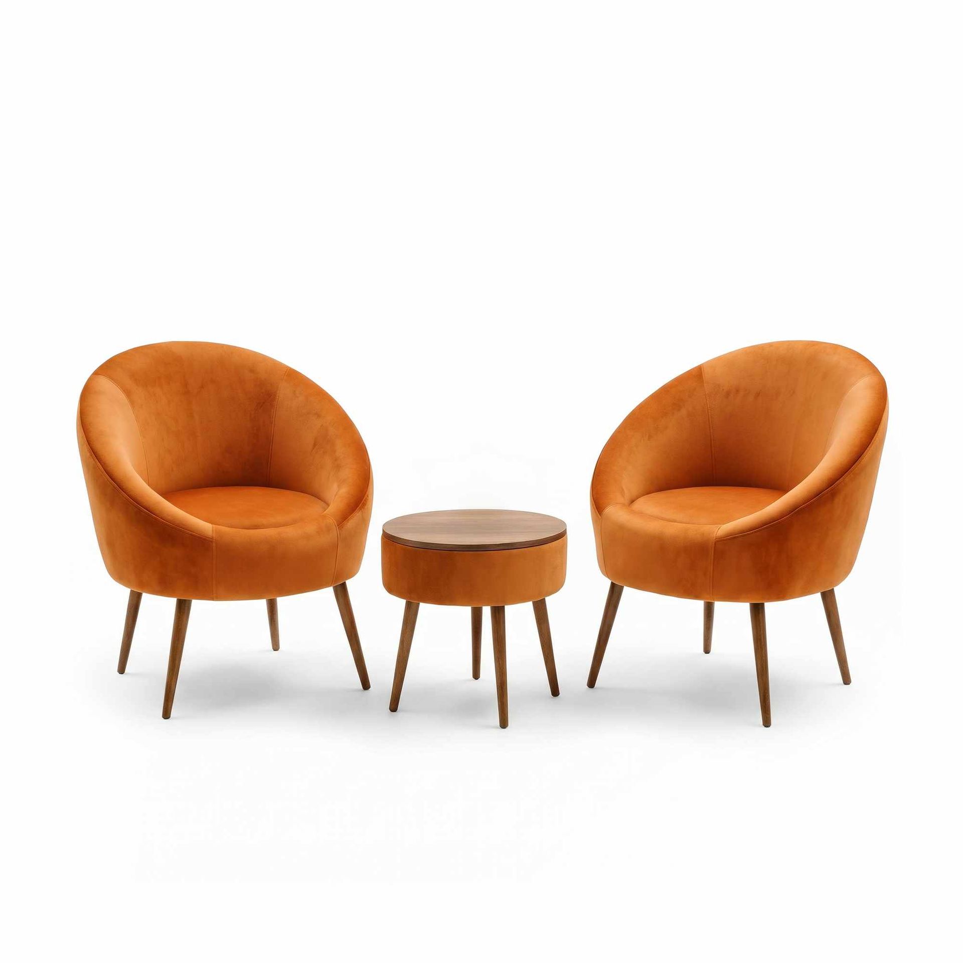 Lepotuoli- ja sohvapöytäsarja (3 osaa) Atelier Del Sofa Lida Babyface (75 x 100 x 42 cm) oranssi -