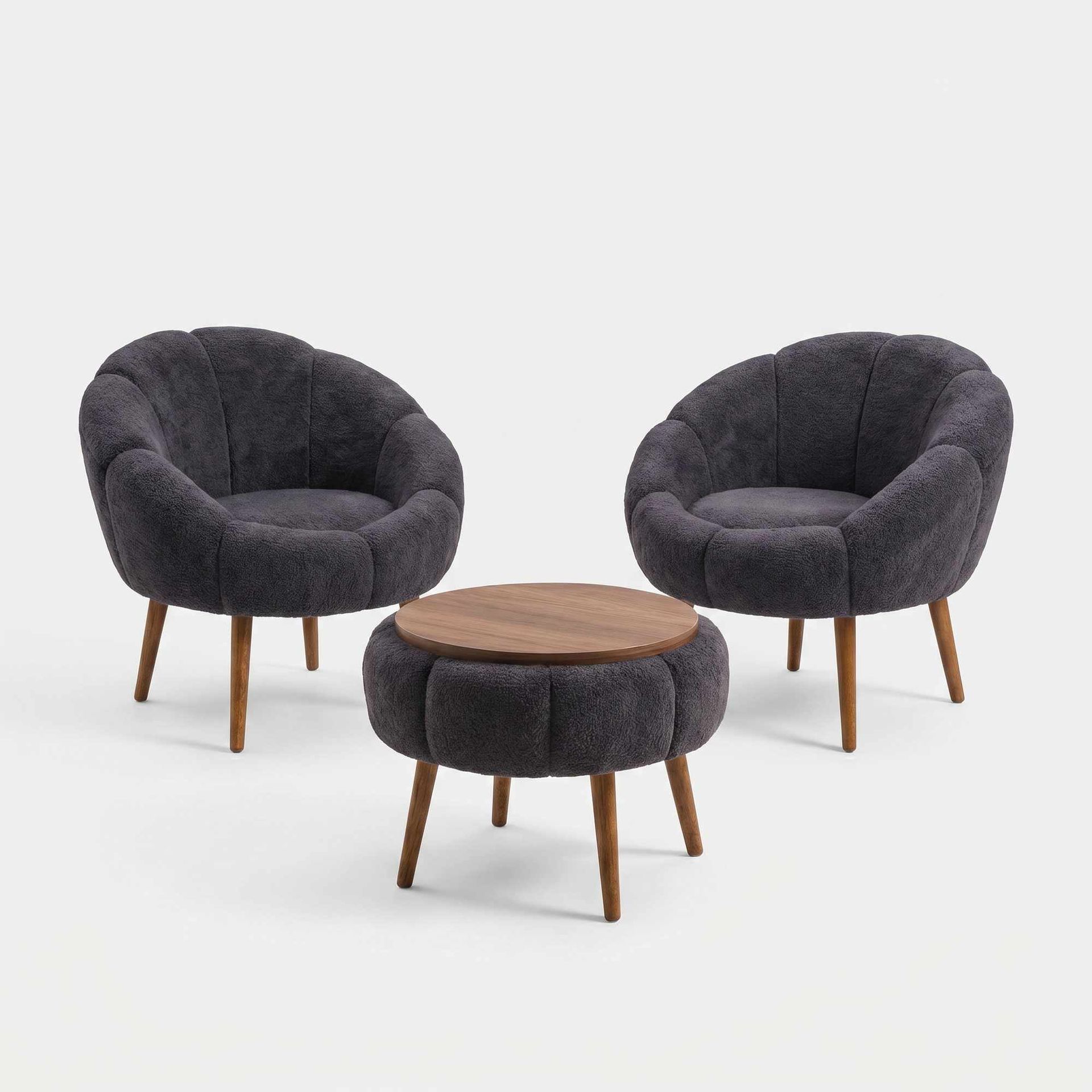 Lepotuoli- ja sohvapöytäsarja (3 osaa) Atelier Del Sofa Lida Wellsoft (75 x 100 x 42 cm) Antrasiitti -