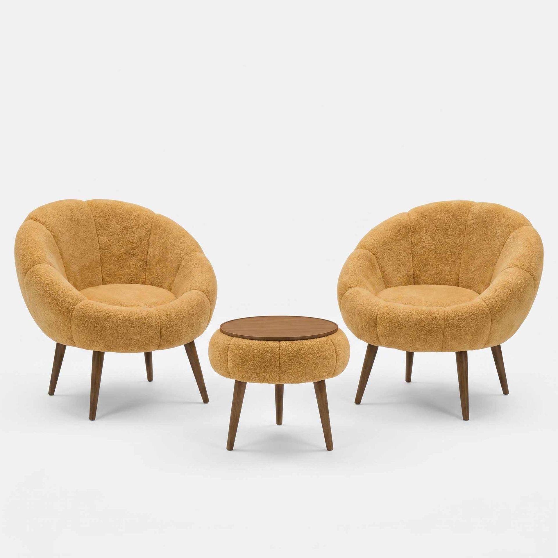 Lepotuoli- ja sohvapöytäsarja (3 osaa) Atelier Del Sofa Lida Wellsoft (75 x 100 x 42 cm) Ruskea -
