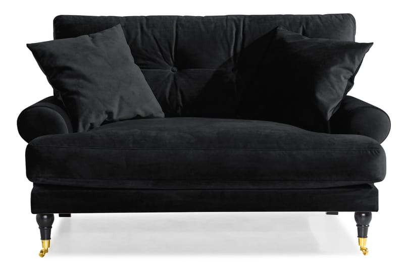 Loveseat Webber Sametti - Musta Messinki - Huonekalut - Tuoli & nojatuoli - Nojatuoli & lepotuoli - Samettinojatuoli