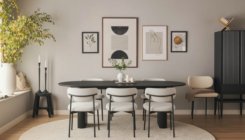 Lucy Ruokatuoli - Valkoinen buklee / Metallijalat musta - Huonekalut - Tuoli & nojatuoli - Ruokapöydän tuolit