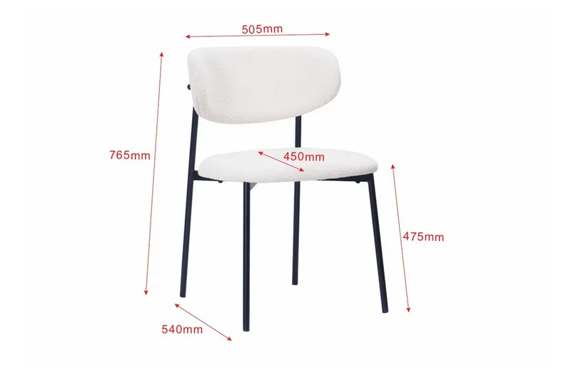 Lucy Ruokatuoli - Valkoinen buklee / Metallijalat musta - Huonekalut - Tuoli & nojatuoli - Ruokapöydän tuolit