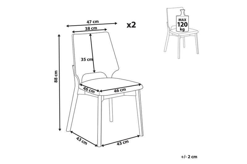 Matsalsstol Beliani Abee set om 2 Grå-Ljust Trä Light grey VALUE_MISSING_1 - Huonekalut - Tuoli & nojatuoli - Ruokapöydän tuolit