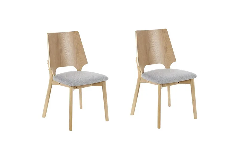 Matsalsstol Beliani Abee set om 2 Grå-Ljust Trä Light grey VALUE_MISSING_2 - Huonekalut - Tuoli & nojatuoli - Ruokapöydän tuolit