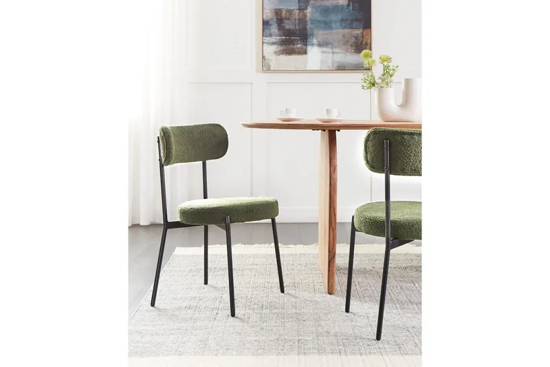 Matsalsstol Beliani Allison set om 2 Beige-Svart Dark green - Huonekalut - Tuoli & nojatuoli - Ruokapöydän tuolit