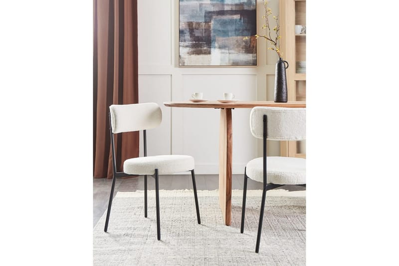 Matsalsstol Beliani Allison set om 2 Beige-Svart White - Huonekalut - Tuoli & nojatuoli - Ruokapöydän tuolit