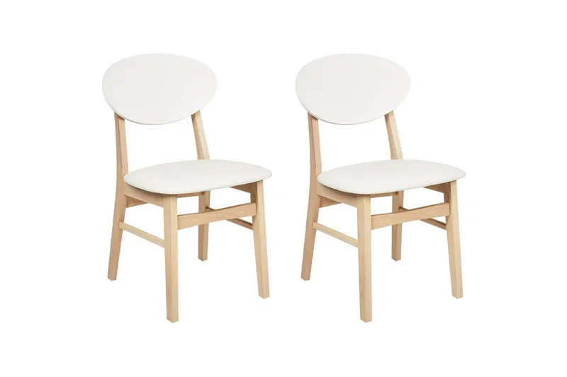 Matsalsstol Beliani Amery set om 2 Ljus Trä-Brun Cream white, undefined