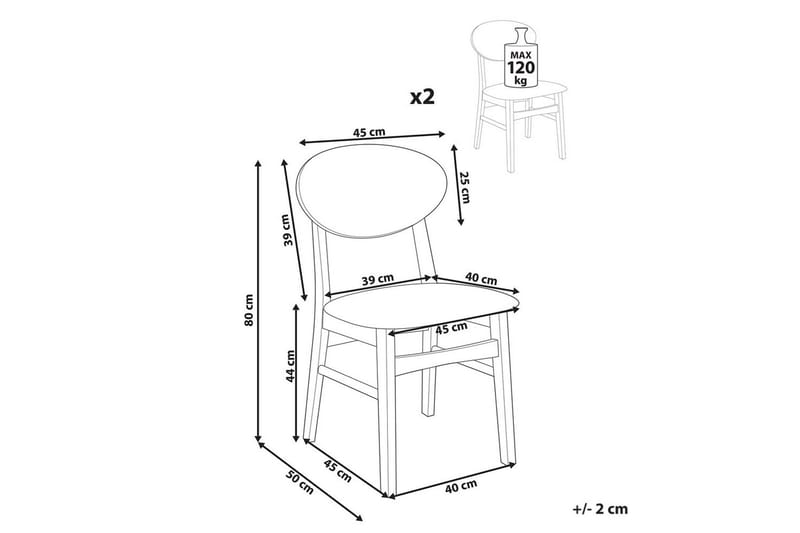 Matsalsstol Beliani Amery set om 2 Ljus Trä-Brun Cream white - Huonekalut - Tuoli & nojatuoli - Ruokapöydän tuolit