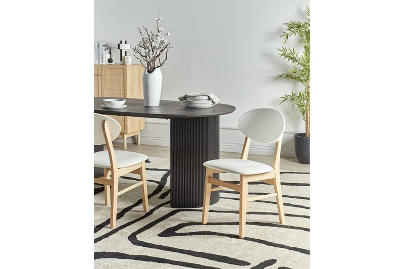 Matsalsstol Beliani Amery set om 2 Ljus Trä-Brun Cream white - Huonekalut - Tuoli & nojatuoli - Ruokapöydän tuolit