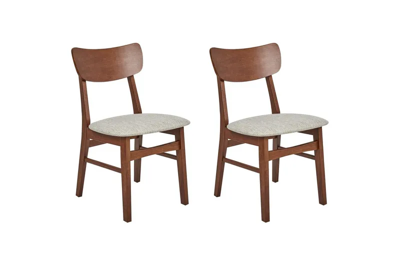 Matsalsstol Beliani Anoka set om 2 Mörk Trä-Beige Taupe - Huonekalut - Tuoli & nojatuoli - Ruokapöydän tuolit