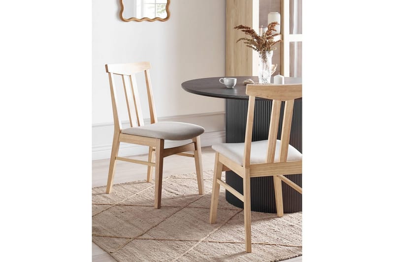 Matsalsstol Beliani Avalon set om 2 Ljus Trä-Beige Ljusbeige - Huonekalut - Tuoli & nojatuoli - Ruokapöydän tuolit