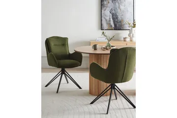 Matsalsstol Beliani Avelar set om 2 Beige-Svart Dark green - Huonekalut - Tuoli & nojatuoli - Ruokapöydän tuolit