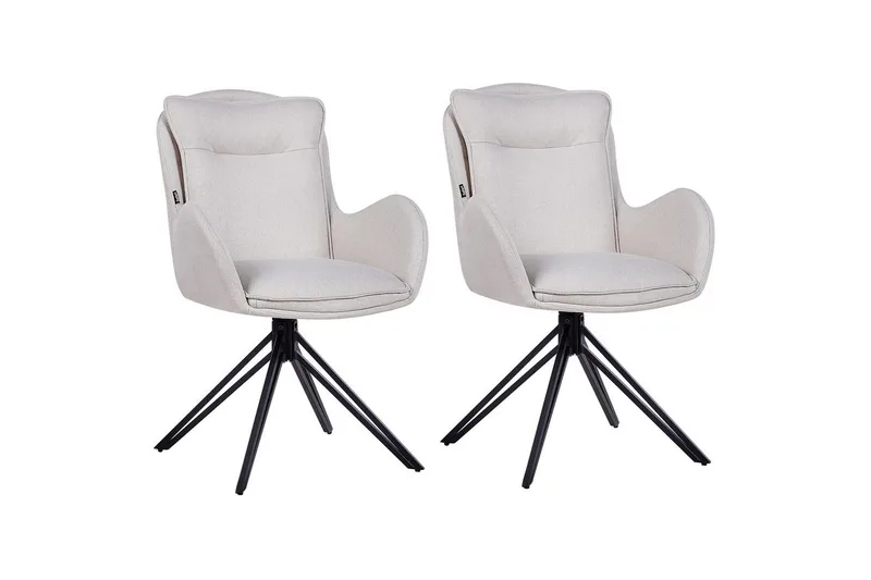 Matsalsstol Beliani Avelar set om 2 Beige-Svart Ljusbeige, undefined