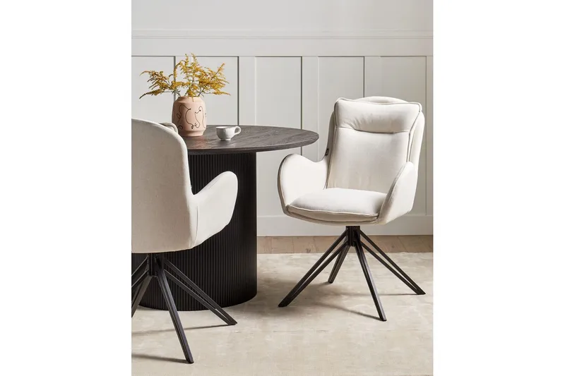 Matsalsstol Beliani Avelar set om 2 Beige-Svart Ljusbeige - Huonekalut - Tuoli & nojatuoli - Ruokapöydän tuolit