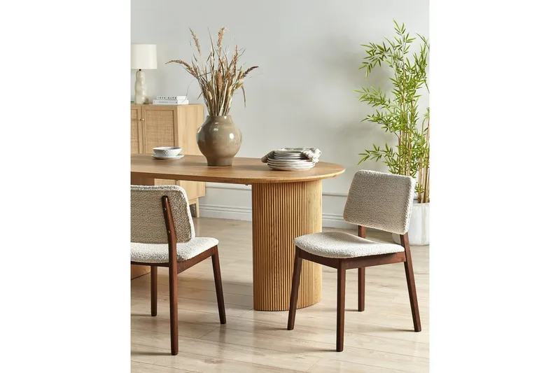 Matsalsstol Beliani Blane set om 2 Ljus Trä-Beige Light wood - Huonekalut - Tuoli & nojatuoli - Ruokapöydän tuolit