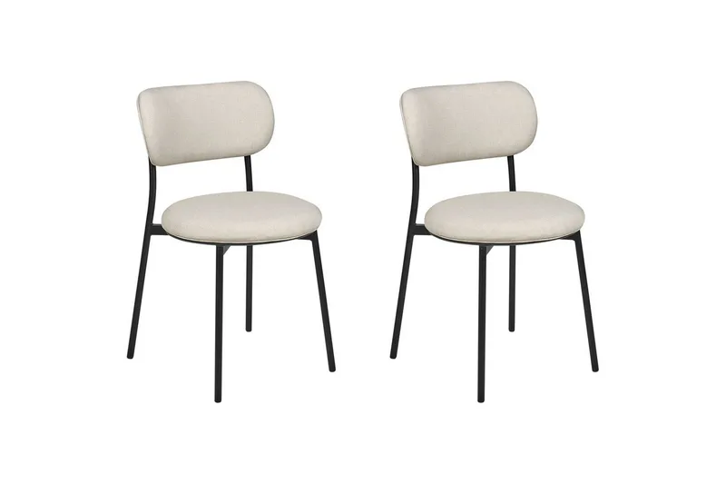 Matsalsstol Beliani Casey set om 2 Beige-Svart Ljusbeige - Huonekalut - Tuoli & nojatuoli - Ruokapöydän tuolit