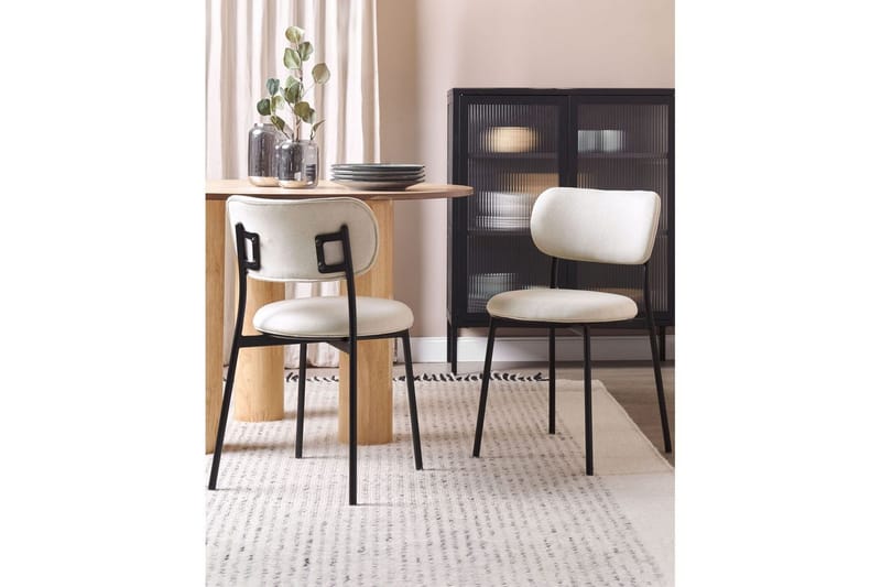 Matsalsstol Beliani Casey set om 2 Beige-Svart Ljusbeige - Huonekalut - Tuoli & nojatuoli - Ruokapöydän tuolit