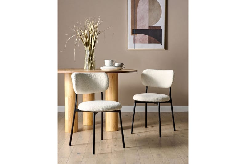 Matsalsstol Beliani Casey set om 2 Beige-Svart Off White - Huonekalut - Tuoli & nojatuoli - Ruokapöydän tuolit