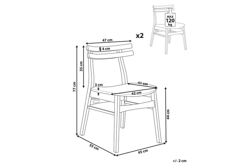 Matsalsstol Beliani Cynthiana set om 2 Ljus Trä-Grå Light grey - Huonekalut - Tuoli & nojatuoli - Ruokapöydän tuolit