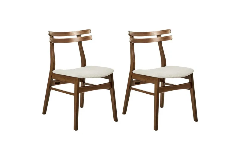 Matsalsstol Beliani Cynthiana set om 2 Ljus Trä-Grå Ljusbeige - Huonekalut - Tuoli & nojatuoli - Ruokapöydän tuolit