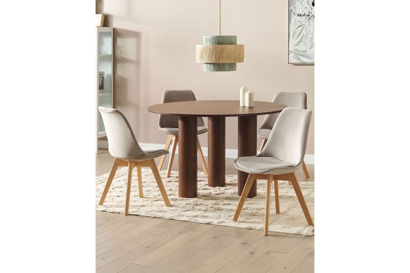 Matsalsstol Beliani Dakota Ii set om 2 Beige-Ljust Trä Taupe - Huonekalut - Tuoli & nojatuoli - Ruokapöydän tuolit