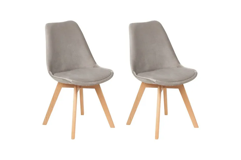 Matsalsstol Beliani Dakota Ii set om 2 Beige-Ljust Trä Taupe, undefined