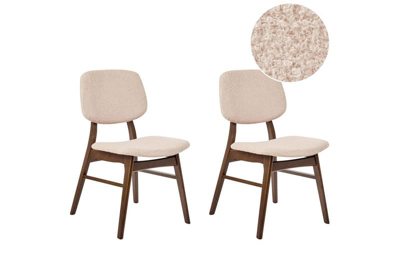 Matsalsstol Beliani Ella set om 2 Ljus Trä-Beige Ljusbeige - Huonekalut - Tuoli & nojatuoli - Ruokapöydän tuolit