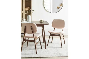 Matsalsstol Beliani Ella set om 2 Ljus Trä-Beige Ljusbeige - Huonekalut - Tuoli & nojatuoli - Ruokapöydän tuolit