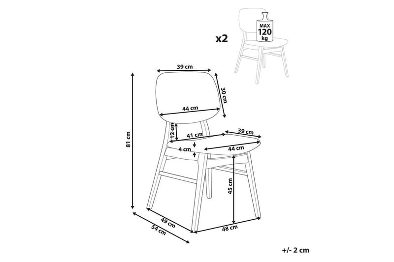 Matsalsstol Beliani Ella set om 2 Ljus Trä-Beige Ljusbeige - Huonekalut - Tuoli & nojatuoli - Ruokapöydän tuolit