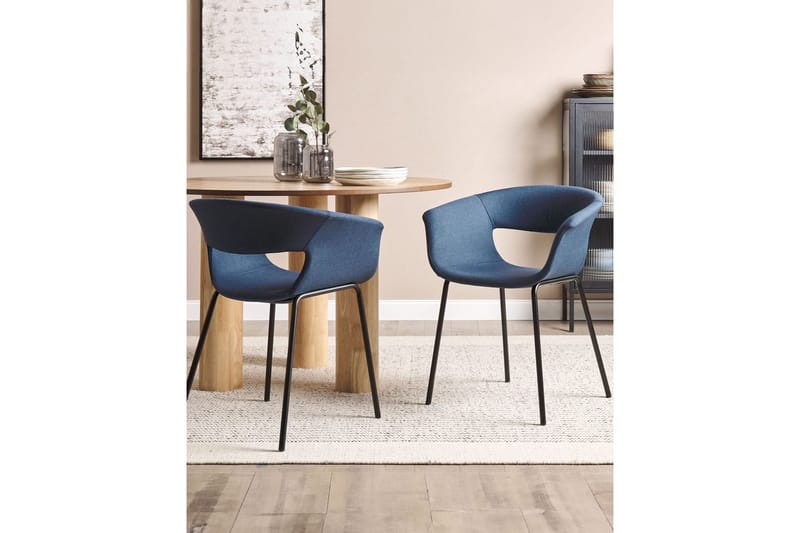 Matsalsstol Beliani Elma set om 2 Blå-Svart Dark blue - Huonekalut - Tuoli & nojatuoli - Ruokapöydän tuolit
