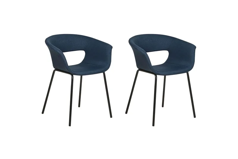 Matsalsstol Beliani Elma set om 2 Blå-Svart Dark blue - Huonekalut - Tuoli & nojatuoli - Ruokapöydän tuolit