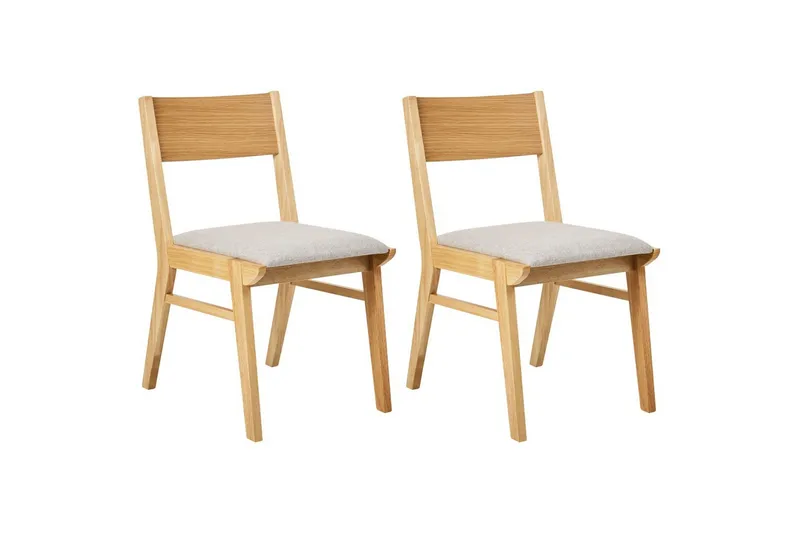 Matsalsstol Beliani Enola set om 2 Ljus Trä-Grå Light grey, undefined