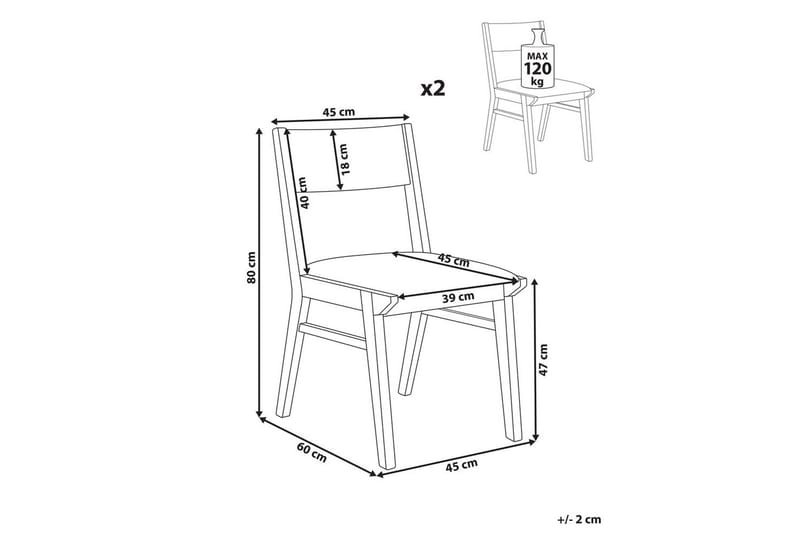 Matsalsstol Beliani Enola set om 2 Ljus Trä-Grå Light grey - Huonekalut - Tuoli & nojatuoli - Ruokapöydän tuolit