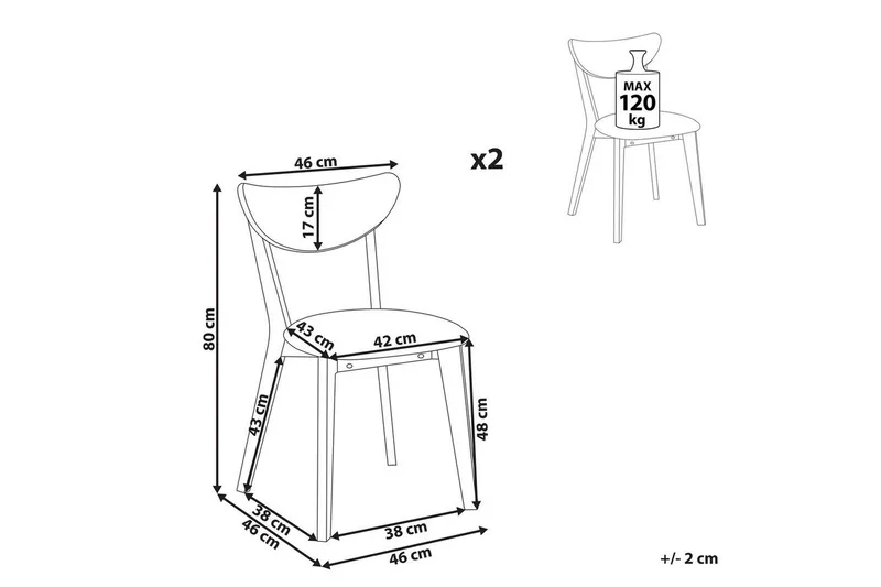 Matsalsstol Beliani Erie set om 2 Light wood - Huonekalut - Tuoli & nojatuoli - Ruokapöydän tuolit
